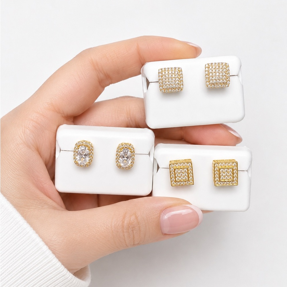 Gold Over 925 Sterling Silver 1.00CT MOISSANITE Screw back Stud Men’s Earrings